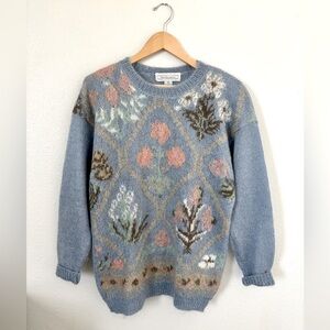 Vintage Melbourne Elements Women’s Sz M Mohair Wool Oversized Sweater, Blue